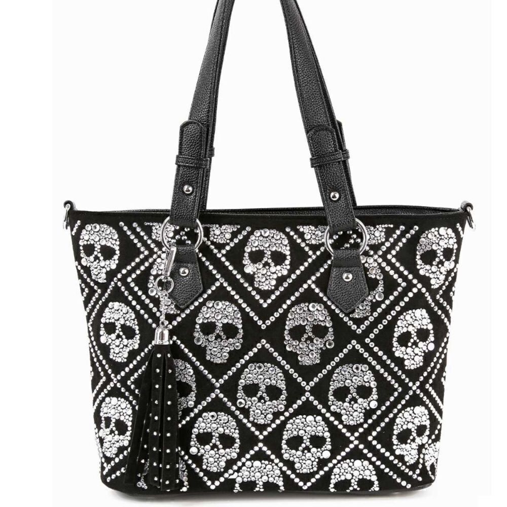 Bling Skull Fringe Tassel Tote